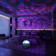 1pc USB Powered Starry Sky And Ocean Wave Projector - 7 Color Modes, USB Powered Night Light With 7 Pattern Options, Suitable For Bedroom, Game Room, Home Theater Decor - An Ideal Gift For Weddings, Loved Ones