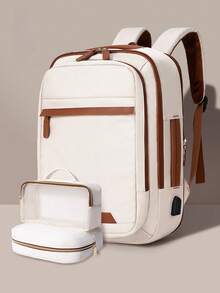 40升容量时尚休闲尼龙笔记本电脑背包，男女通用，符合航空旅行标准，可用作随身物品包、周末旅行包、大学背包、办公包，带笔插，适合时尚人士和学生使用。 - 彩色 - 查看 13