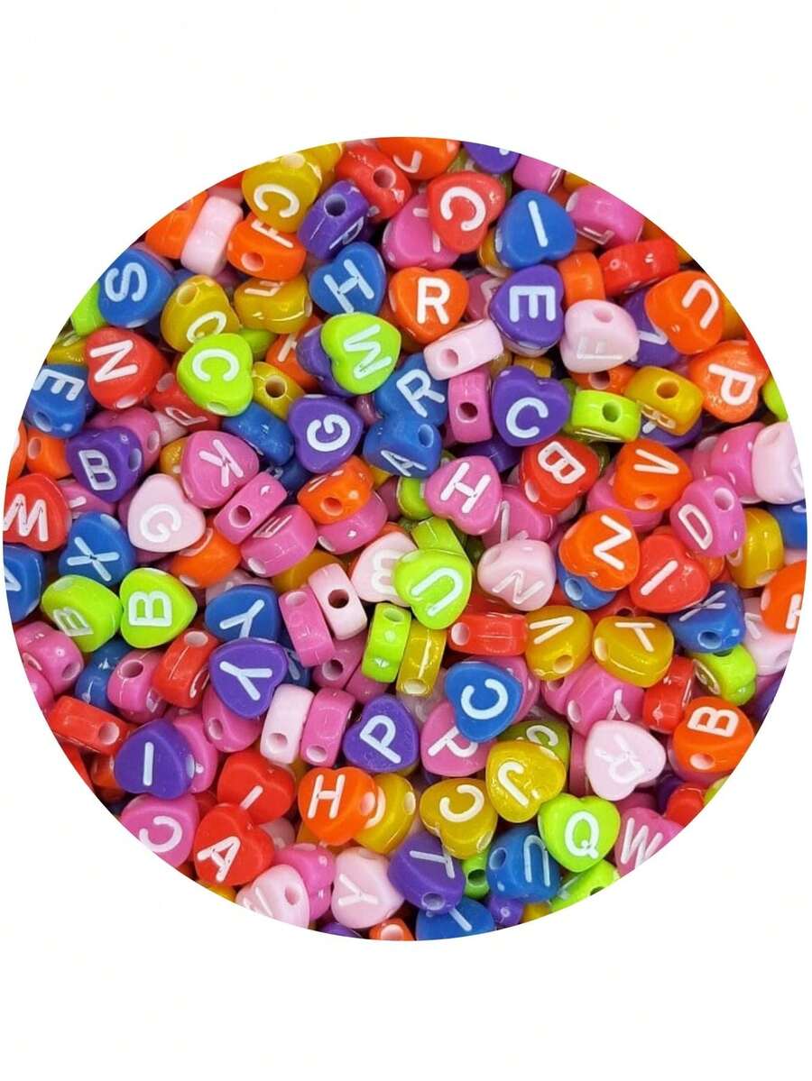 300 Alphabet Letter Beads 7x4mm P Bracelets And Necklaces Jewelry Various Colors - 多彩的心 - 查看 1