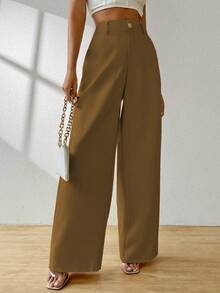 ADD WOMEN'S FASHION - AS1255 Women's Tailored Pants, High Waist, Palazzo, Sophisticated, Blogger, Social, Casual, Elegant, Palazzo Pants, High Waist, With Side Pockets, Romantic Fabric, Flare, Bell Bottom, Wide Leg, Sweatpants, Pants With Belt, Women's High Waist Jeans With Lycra Cotton Polyester Elastane, Premium Black Skinny Pants Women's High Waist With Lycra Elastane Black Jeans Black Twill Pants Women's Skinny Crepe Mesh Pants With Lined Belt High Waist Slim Quality, Women's Pants, Tailoring, Pantyhose, Crepe Pants, Jeans, Jogger, Denim Jacket, Linen, Women's Wide Leg Pantaloons, Monsca Zipper, Women's High Waist Jeans To The Navel With Elastane Lycra Women's Clothing, Wide Leg Pants, Duna With Modern, Stylish, Light, Comfortable, National Shipping, SHE Discounts (IN) - Rỉ Nâu - Xem 6