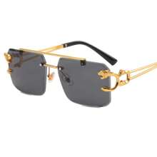 Unisex schlanke Metall Panther Kopf Brille - Rahmenlos Eisengestell, rutschfeste Nasenpads & bequemer Sitz (Business/Party) für Sommer Strand Urlaub, Outdoor, Reisen