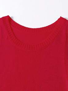 两件套性感镂空针织泳衣罩衫，女士喇叭袖系腰上衣和长裙套装，适合夜店和海滩，夏季 - 紅色 - 查看 9