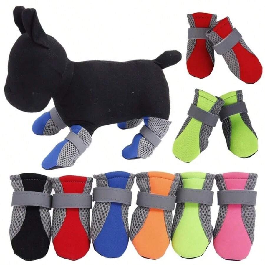 Scarpe per cani da compagnia, traspiranti e impermeabili, adatte per passeggiate all'aperto, in rete morbida per l'estate, con riflettori per la notte, per cani di taglia piccola e media