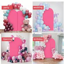 Rose Red Arched Background Cover, 5 Feet, 6 Feet, 6.6 Feet, 7.2 Feet Wedding Arch Cover 2 Side Spandex Accessories Fabric Arch Background Dome Arch Background Fabric For Birthday Party Wedding Arch Stand Decoration (Shelf Not Included, Fabric Background Only)