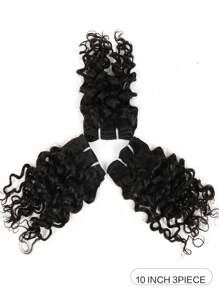 Pacotes de Cabelo Humano Encaracolado com Água 3/Peças Extensões de Cabelo Virgem Onda de Água 10 Polegadas, Cor Natural