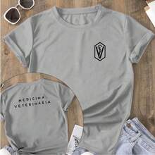Unisex Casual Blouse F.V Women's T-Shirt Prints Veterinary Medicine T-Shirt Various Colors 100% Cotton - 灰色 - 查看 1