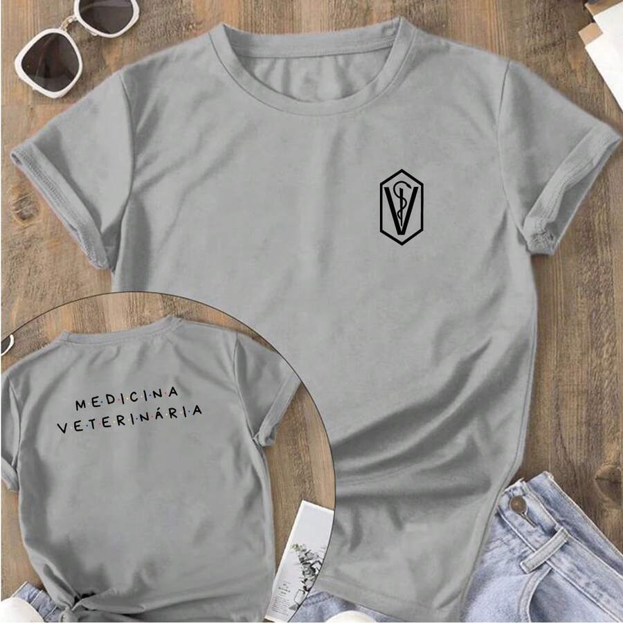 Unisex Casual Blouse F.V Women's T-Shirt Prints Veterinary Medicine T-Shirt Various Colors 100% Cotton - 灰色 - 查看 1