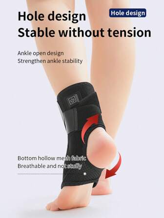 Type-C Powered Heating Ankle Brace, Cross Strap Design Fixed Ankle Joint, Prevent Ankle Sprain, Three Adjustable Heating, Constant Temperature Hot Compress, Heating Through The Muscle Base, Relieve Ankle Pain, Portable Ankle Heating Protective Brace, Elder Gift, Black