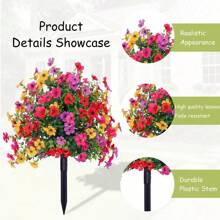 1pc Artificial Straight Plug Plant Flowers With Ground Spikes For Outdoor Spring Summer Decoration, Artificial Silk Daisy Eucalyptus Flowers Look Real, UV Resistant Porch Home Indoor Terrace Balcony Yard Decoration Simulation Tree,Fall Decor,Autumn