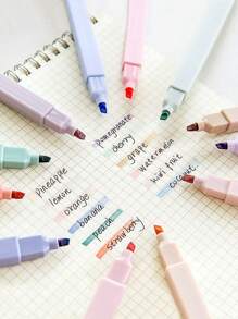 12 pezzi di evidenziatori quadrati, finemente incisi, impermeabili e resistenti alla sbiaditure, adatti per diari, prese di appunti e organizzazione dello studio, design in plastica, applicazione scorrevole, ideali per uso scolastico, in ufficio e per diari - Forniture scolastiche e per ufficio, consegna casuale Ritorno a scuola