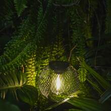 1pc Outdoor Solar Hanging Lamp, Iron Wire Cage With Tungsten Filament Bulb, Decorative Garden Lighting For Garden, Yard, Balcony, Patio, Path