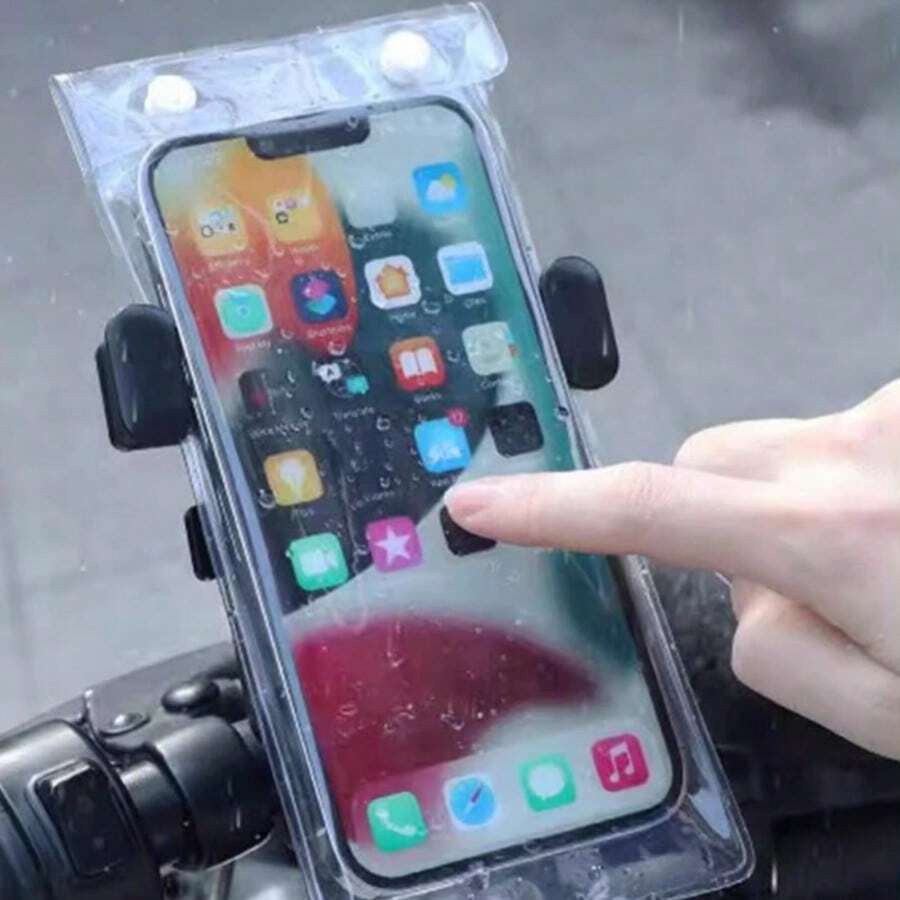 1pc Cycling Waterproof Phone Bag, Waterproof Phone Protective Case Designed For Cyclists, Touch Screen Water-Resistant Phone Pouch For Riding - Clear - View 1