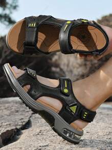 Nuevas sandalias de cuero genuino con suela suave para hombres, diseño de moda, con respirabilidad, cómodas para uso casual, al aire libre y en la playa, estilo romano