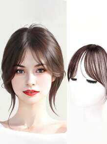 Center Part Bangs Synthetic Wig With Fringe, Simple Basic Style For Everyday Wear, Hair Volume Enhancing