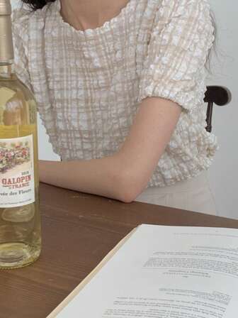 女士夏季法式纹理宽松休闲百搭泡泡袖衬衫