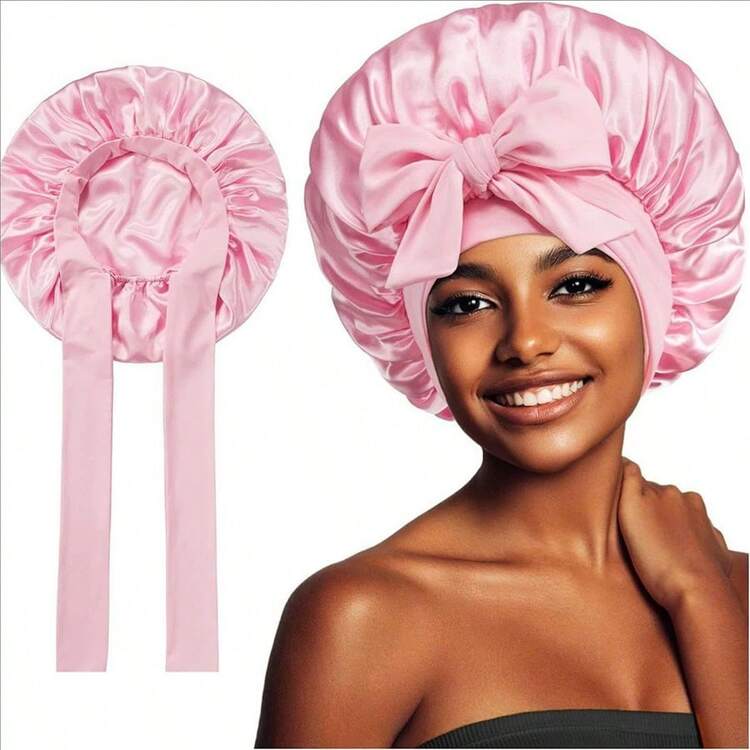 Bonnet En Soie Pour Cheveux Nuit Bonnet De Cheveux Pour Dormir - 1 Pièce Réglable En Satin De Soie - Bonnet De Sommeil Double Bonnet Large Femme