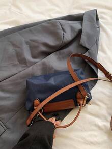 2025 年春夏时尚通勤包，休闲简约单肩包，简约时尚斜挎轻质尼龙饺子形方形女包 - 彩色 - 查看 8