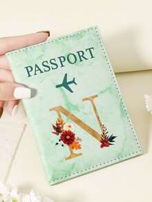 1pc A-Z 26 Letters Fashionable Letter Print Stylish Burgundy Passport Cover, Premium PU Leather Passport Wallet With Multi-Card Pockets For Credit Cards, Boarding Passes, And IDs, Compact And Portable Travel Essentials Organizer For Women, Men Graduation - Pink - View 13