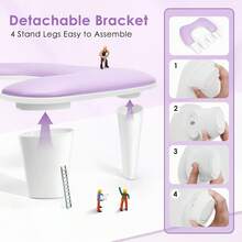 Arm Rest For Nails Tech,Height-Adjustable U Shaped Manicure Nail Arm Rest,Big Microfiber PU Leather Hand Rest For Nails Tech, Professional Salon Manicure Arm Rest Cushion - 紫色 - 查看 3