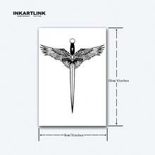 1pc INKARTLINK Herbal Plant Tattoo, Cross Wing & Magic Temporary Tattoo, Semi-Permanent Fake Tattoo, Realistic Appearance, Lasts 1-2 Weeks - Black - View 5