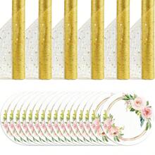 6pcs Table Flags/28*275cm + 36pcs Placemats/33cm, Table Flags & Placemats Set, Suitable For Various Party Decoration
