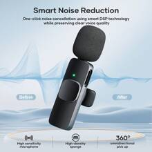 KUKIHO Lot de 2 microphones cravate sans fil pour iPhone, iPad et Android, micro-cravate, plug and play, réduction du bruit, pour enregistrement vidéo, interview, podcast, vlog