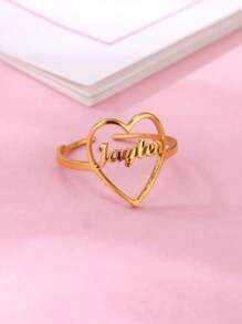 1Pc Anel de nome em forma de coração personalizado, anel de nome personalizado, anel de coração, acessórios de moda para noivado e casamento, presentes de dia dos namorados