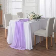 1pc Romantic Chiffon Table Runner, Boho Style Decor, Suitable For Wedding, Anniversary, Birthday, Bridal Shower And Other Dining Table Decoration - Multicolor - View 7
