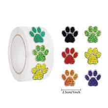 500Pcs Paw Print Stickers Pet Stickers Colourful Stickers Dog Stickers Puppy Stickers Aesthetic Stickers Sticker Roll Vinyl Waterproof Stickers For Water Bottle,Computer,Laptop,Phone,Luggage,Notebook,Fridge