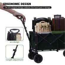 GAWFOLK A Foldable Outdoor Camping Cart, A Convenient Shopping Trolley, And An All-Terrain Vehicle For Outdoor Picnics. It Is Suitable For Various Terrains And Is Convenient For Shopping, Picking Up Goods, Loading Items, Fishing, Doing Sports, And Can Be Used On The Beach Or The Lawn. It's Truly Practical. - Black - View 8