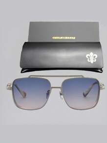 CHARMLIBRARY 2025 New Fashion Retro Pilot Luxury Titanium Fashion Glasses For Men, High Quality Brand Outdoor Driving Fashion Glasses With Rhombus Pattern, Luxury Retro Fashion Casual Tortoiseshell Fashion Glasses With Black Frame And Gold Decoration, Includes Fashionable Glasses Case And Cleaning Cloth For Summer Beach Vacation,Outdoor,Travel