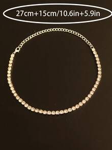 1pc Women's Rhinestone Embellished Necklace, Formal Occasion Necklace - 16 Inch Silver - View 4