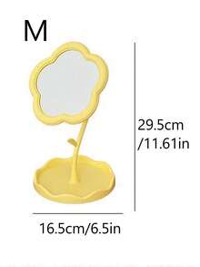 Specchio da trucco a fiori stile Ins, specchio da tavolo cuoriforme per donna, specchio da toeletta con funzione di ritocco. Specchio da tavolo a fiori stile Ins, specchio da comodino creativo da camera da letto, specchio da trucco da tavolo molto attraente. Ritorno a scuola