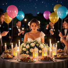 12pcs/Set Of Vintage LED Lantern Decorative Lights, Perfect As Centerpiece For Party Table, Mini Lantern With Flashing LED Candles, Shiny Centerpiece For Christmas Table, Retro Chandelier Decoration, Moroccan Lantern, Must-Have Decorations For Christmas, Wedding. - 六角風燈 - 查看 8