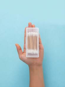 Caja de almacenamiento de palillos de dientes: Caja portátil de hisopos de algodón, diseño de dibujos animados lindos | Almacenamiento de palillos de dientes + Almacenamiento de hisopos de algodón + Almohadillas de maquillaje | Esencial de viaje/Caja de maquillaje minimalista/Caja portátil a prueba de humedad para palillos de dientes al aire libre/Caja de hisopos de algodón médica/Caja de herramientas de manicura | Almacenamiento esencial para coche/hogar/viaje - transparente - Ver 3