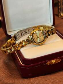 1 Reloj de mujer de alta gama, de estilo francés, sencillo y elegante, personalizado, con incrustaciones exquisitas de rhinestone, de corte elegante y retro, ligero y lujoso, versátil, resistente al agua, de cuarzo, adecuado para uso diario, de fiesta, vacaciones y como regalo de cumpleaños u ocasiones especiales.