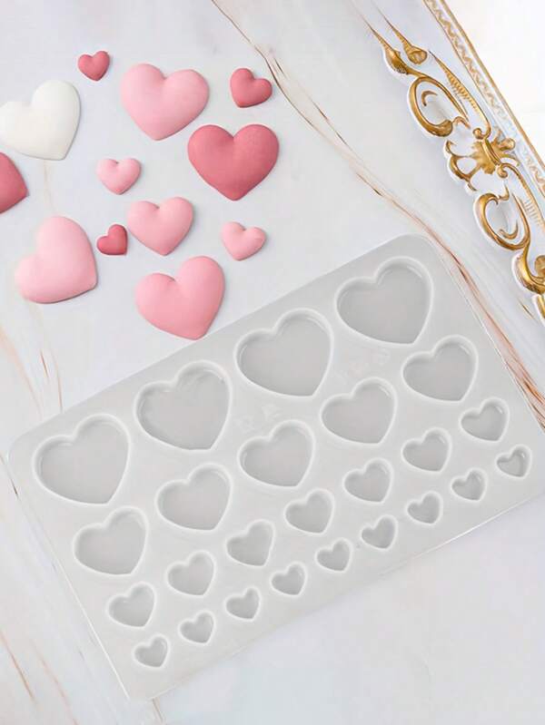 1/2/5pcs Set Heart-Shaped Silicone Mold, DIY Chocolate, Fondant, Cake Decoration Baking Mold