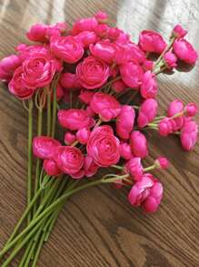 6 PCS Artificial Ranunculus Flowers, Faux Silky Mini Bouquets, Bulk Fake Wedding Filler Flowers For Centerpieces, Arrangements, Bridal Shower Decor, Polyester