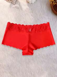 4 Stücke/Packung mit Kirsch- und Leopardenmuster, einfarbig, eleganter reifer Charme, luxuriös romantisch, französische Spitze Splice nahtlose atmungsaktive Damen-Höschen