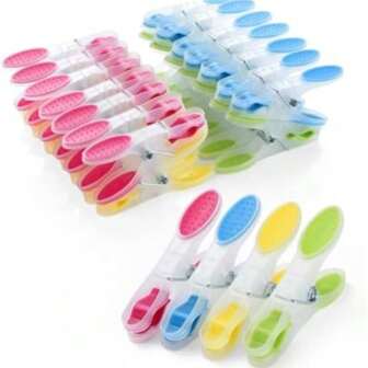 Pack Of 30 Plastic Clothes Pegs, Non-Slip Clothes Pegs, Multi-Coloured Clips With Soft Padded For Towels, Socks, Underwears And Clothes