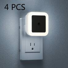 Smart 4pcs Night Lights - Plug-In With Dusk-To-Dawn Sensor - Automatically Turn On And Off For Bedroom, Bathroom, Hallway, Kitchen - trắng - Xem 6
