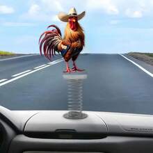 1 件亚克力公鸡雕像，2.56 英寸，振动汽车装饰，非常适合办公桌和自行车，是送给家人和朋友的理想礼物，适合万圣节、圣诞节、感恩节、汽车配件