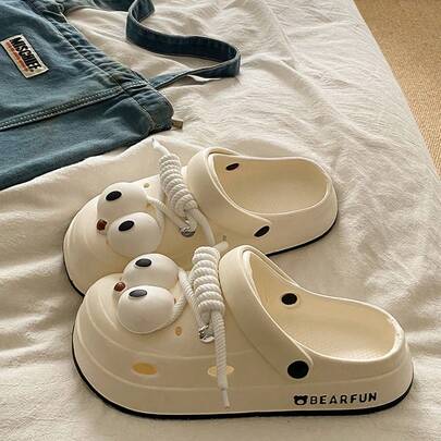 1 Par de zapatos con diseño de ojos de dibujos animados, de moda para fiestas, casual, lindos, transpirables y con sistema deslizante, para mujer, adecuados para el verano, fiestas, oficina y hogar