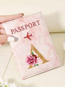 1 件 A-Z 26 个字母时尚字母印花时尚勃艮第护照套，优质 PU 皮革护照钱包，带多卡位，可存放信用卡、登机牌和身份证，紧凑便携的旅行必备收纳包，适合男女 - 粉色 - 查看 22