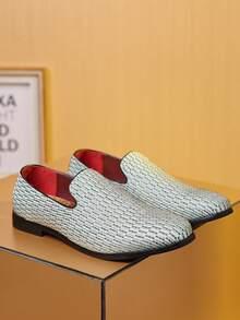 Men's Casual Loafers, Driving Shoes, Slip-On, Flat, Breathable Blucher Brogues, Light Weight, Spring New Arrival, Blue/Green - Green - View 1