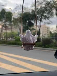 1 pieza Fantasma de PVC blanco colgante para columpio de coche, adecuado para decoración del espejo retrovisor, decoración del hogar y el jardín - Multicolor - Ver 2