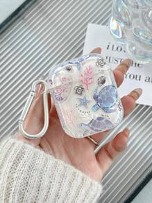 Turtle, Shell, Coral Earphone Case, Ocean Themed Transparent Earphone Case With 1 Earphone Case Buckle, Compatible With AirPods Pro (2nd Generation), AirPods 3, AirPods Pro, AirPods 1/2, AirPods 4