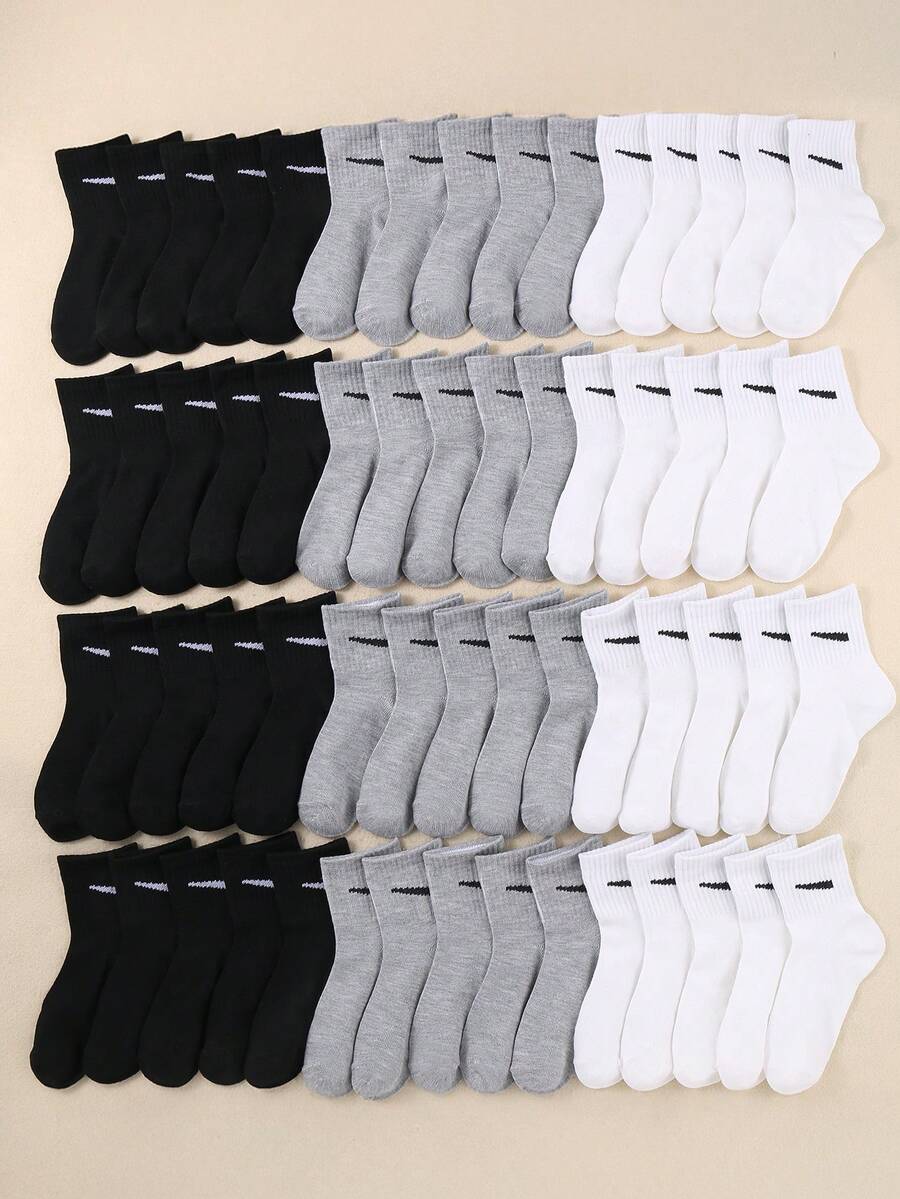 10双装儿童随机颜色条纹弹力运动中筒袜,适合上学和户外活动。休闲百搭,舒适透气,吸湿排汗,男女通用。 - 彩色 - 查看 1