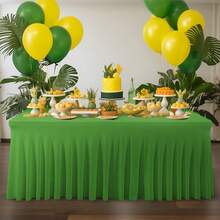 1pc/2pcs Rectangular Pleated Spandex Tablecloth, White/Black/Champagne, Wrinkle-Resistant & Washable, Solid Color Patio Table Cover For Wedding, Party, Christmas, Birthday