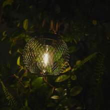 1pc Outdoor Solar Hanging Lamp, Iron Wire Cage With Tungsten Filament Bulb, Decorative Garden Lighting For Garden, Yard, Balcony, Patio, Path